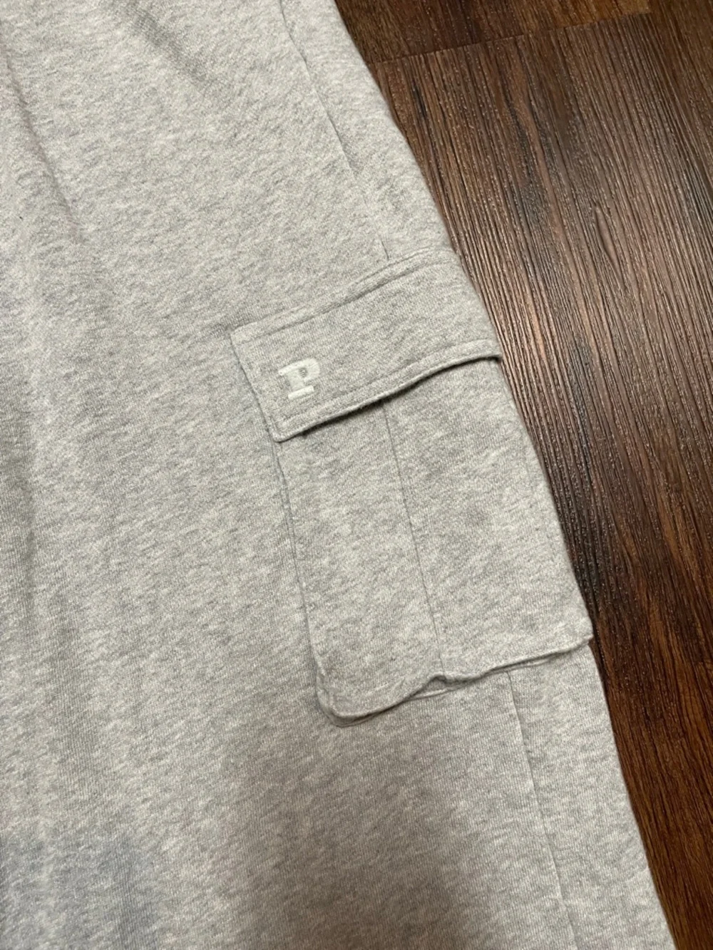 PINK Grey Wide Leg Cargo Sweatpants with Drawstring Waist - Picture 2 of 6